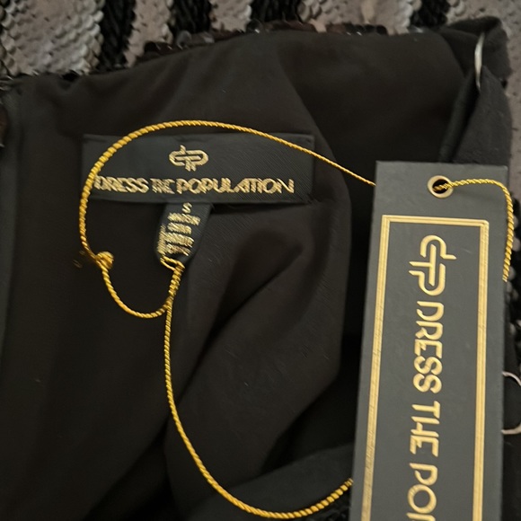 NWT Dress The Population Purl Iridescent Black Sequin Mini Dress - Picture 5 of 5